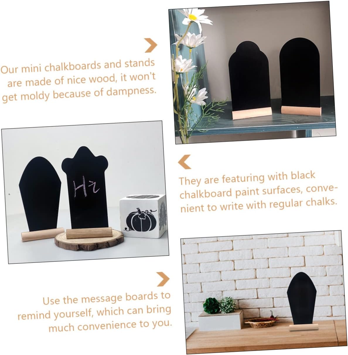Artibetter 3pcs Chalkboard Signs Blackboard Ornaments Wooden Desktop Decor Chalkboard Signs for Decorative