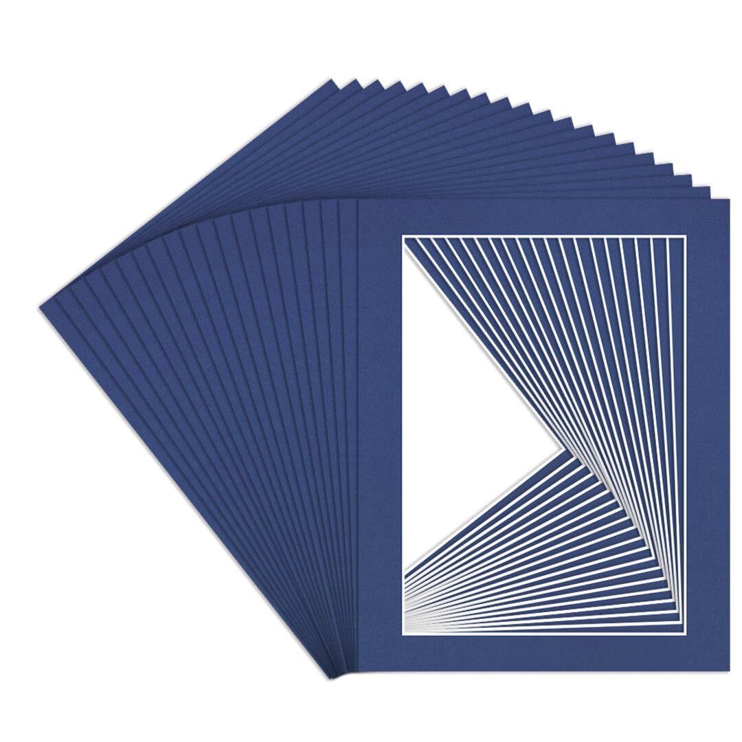 Procut Global 14x11" Blue Picture Mounts to Fit A4 Aperture - Precision Cut Cardboard Photo Mount - Ideal for Frames, Prints, Artwork & Certificates - Sizes & Colours Available - 20 Pack