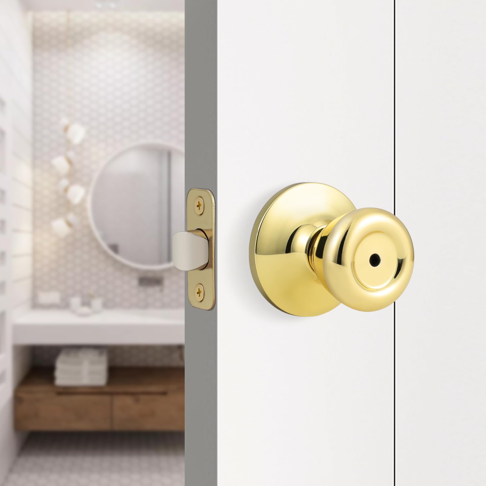 GOBEKOR Privacy Door Knobs - 10 Pack, Keyless Locking -5