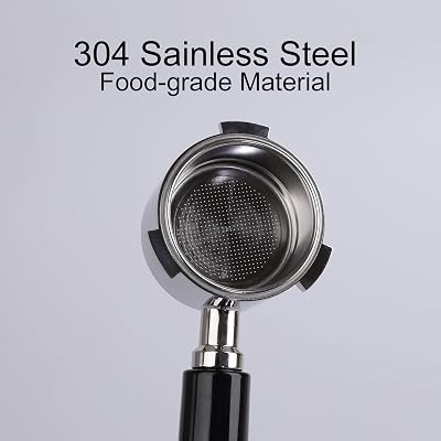 Porte-Filtre Sans Fond 51mm MIUUIPI Pour DeLonghi Dedica - Poignée Bois & Panier Acier Accessoire Café Acier Inox Poignée Bois