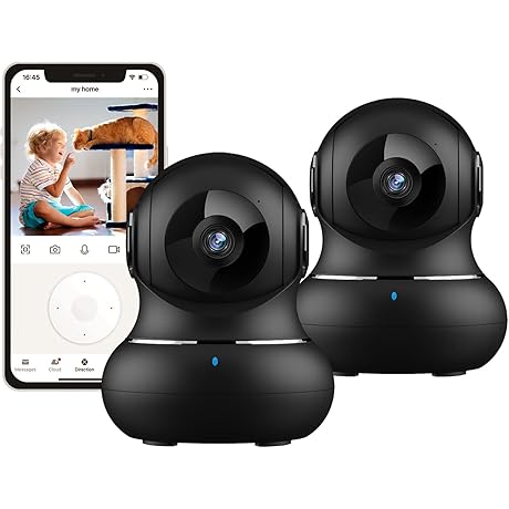 2 Pack litokam 2K Indoor Security Cameras with Motion Detection and Phone App Connectivity