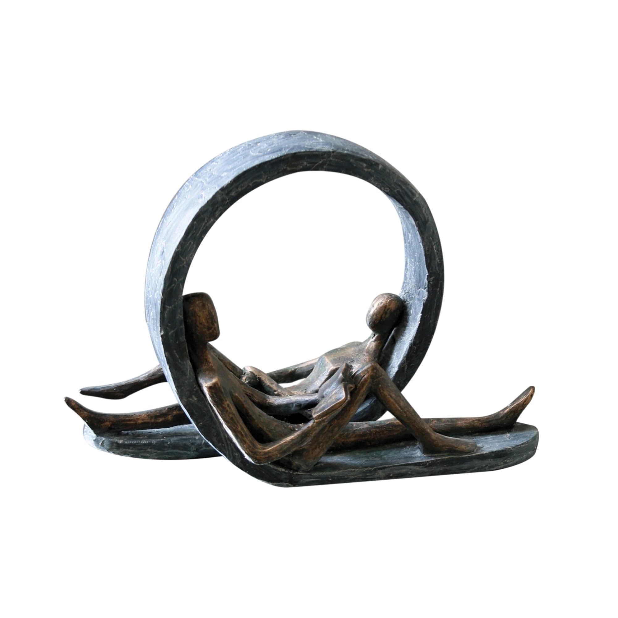 Casablanca Skulptur Auszeit, Deko Figur Bronze, Grau, Kunstharz Statue Wohnzimmer, Büro Dekoration H. 22 cm x B. 31 cm - Moderne Paarfigur Couple, Liebe Hochzeit