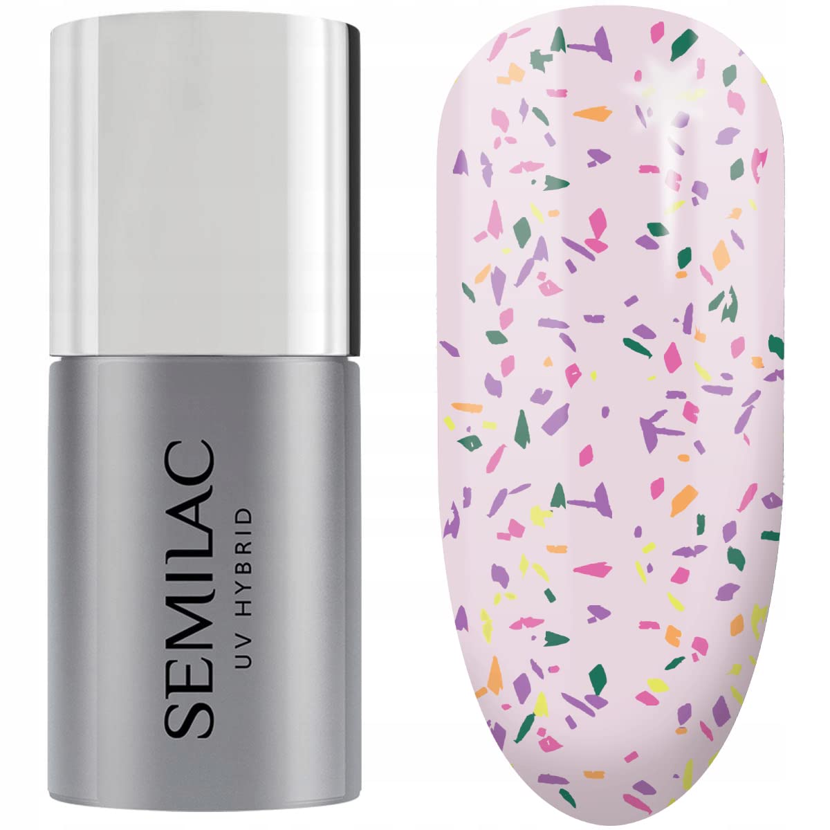 T27 Semilac - Esmalte de uñas UV Top No Wipe Matte Violet Galaxy 7 ml