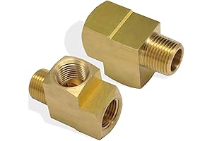 2Pcs 3/8 NPT Female Pipe Tee to 3/8 NPT Male Pipe to...