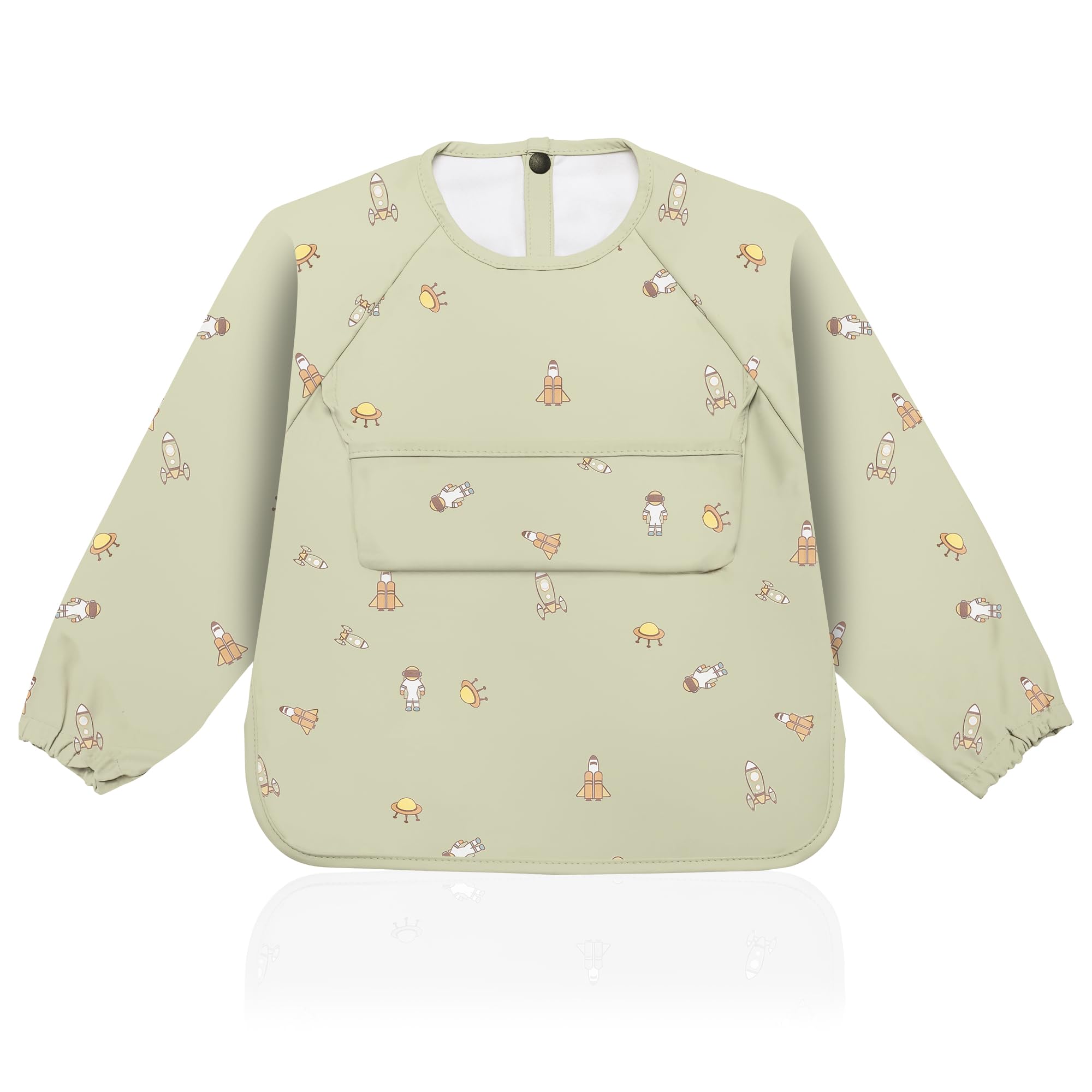 Weakup10 Wasserdichtes Ärmellätzchen | Wasserdichte Babylätzchen | Bib | 6 bis 36 Monate | Baby Lätzchen mit Ärmel | BLW-Ärmellätzchen** | Wasserdichtes Babylätzchen | Leicht zu reinigen (Astronaut)