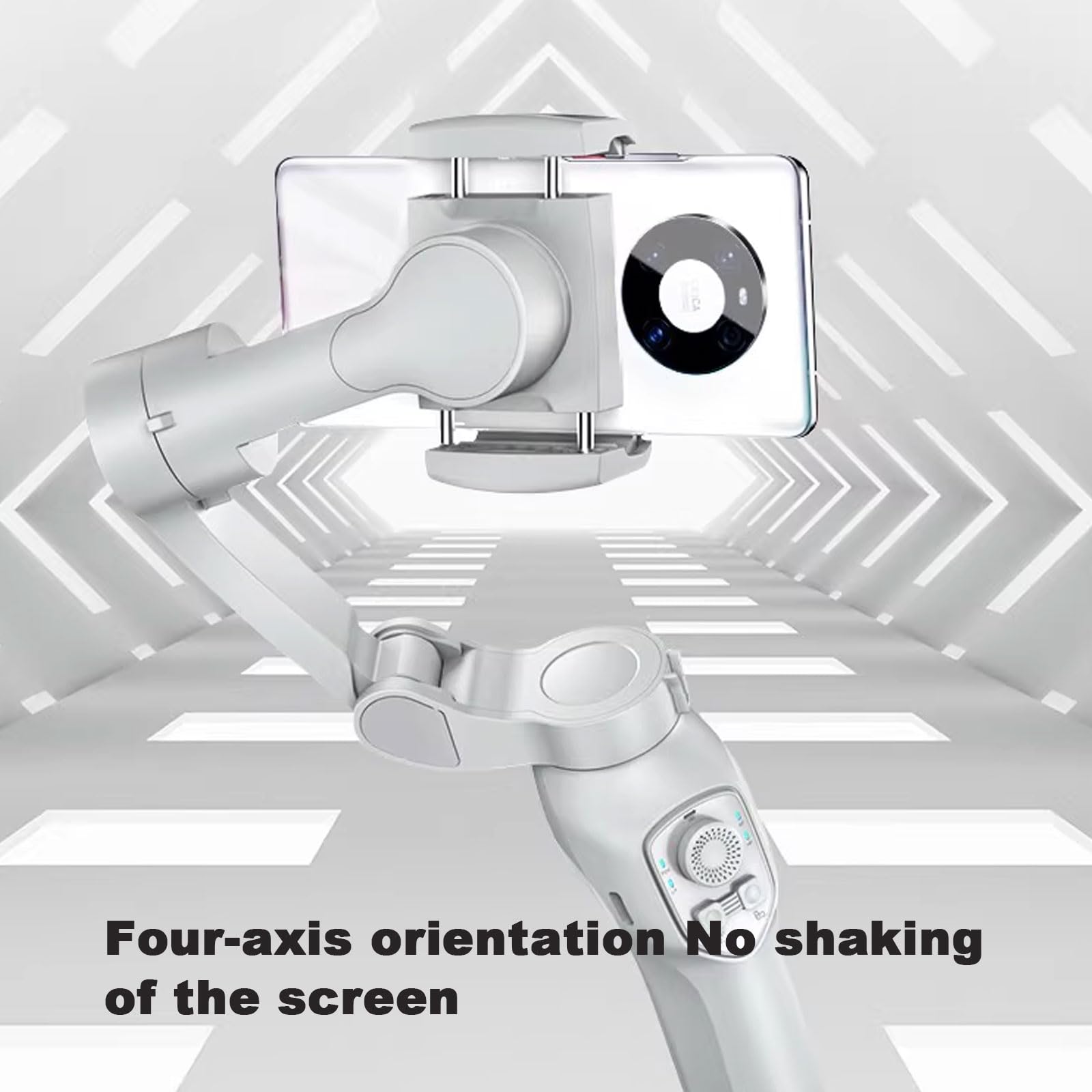 Stabilizzatore gimbal per smartphone per registrazione video a 4 assi per Android e smartphone con modulo di tracciamento, luci a LED, kit vlogging, portatile e pieghevole