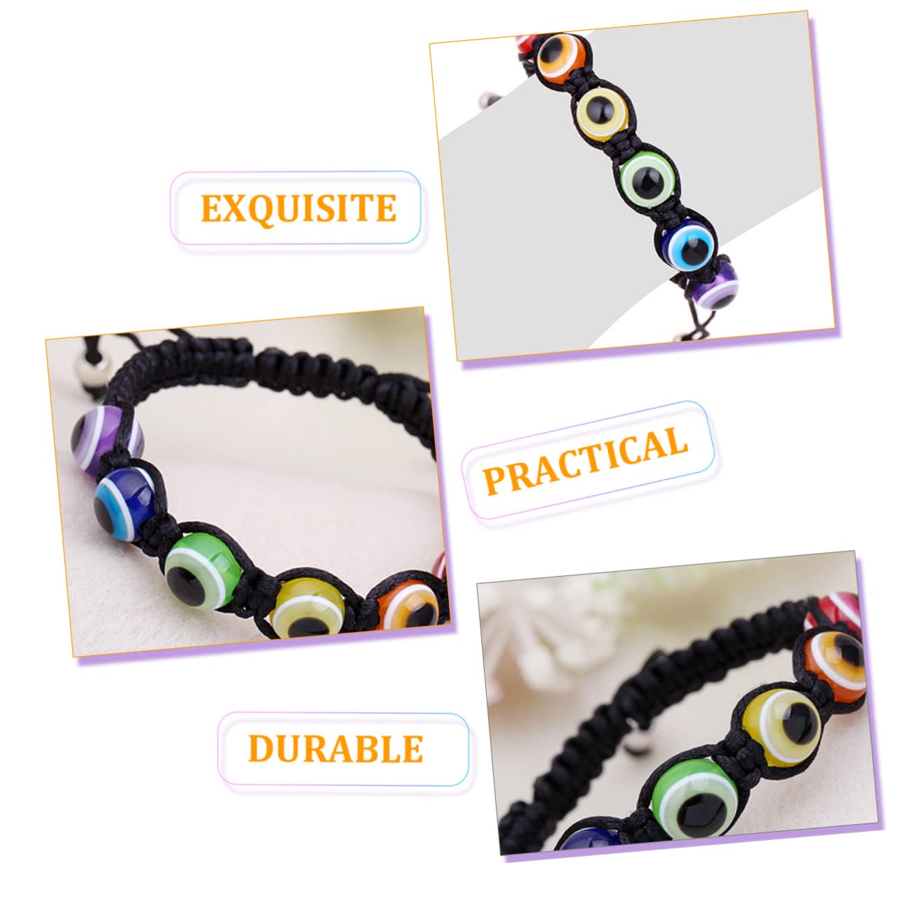 GALPADA 2 Uds Pulseras De Mujer Decoración De Yoga Pulseras Trenzadas Para Hombres De Cuerda De Mal De Ojo Azul Pulsera De Cuentas De Mal De Ojo Pulsera Trenzada Hecha A Mano