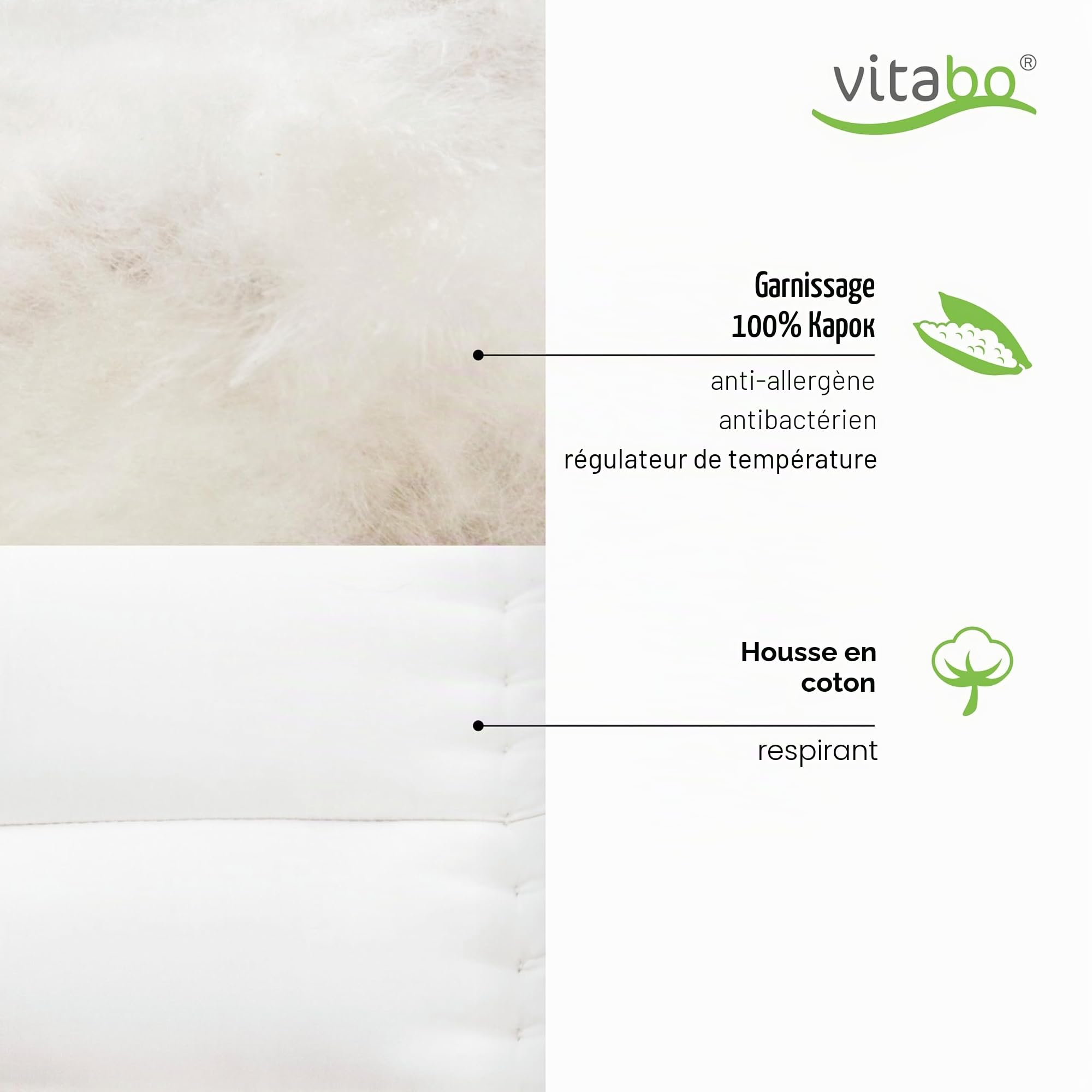 Matelas Pliant avec du kapok - 200x90x8cm - Matelas d’appoint Pliable, Tapis de Camping pour Van aménagé, Housse en Coton (Crème)
