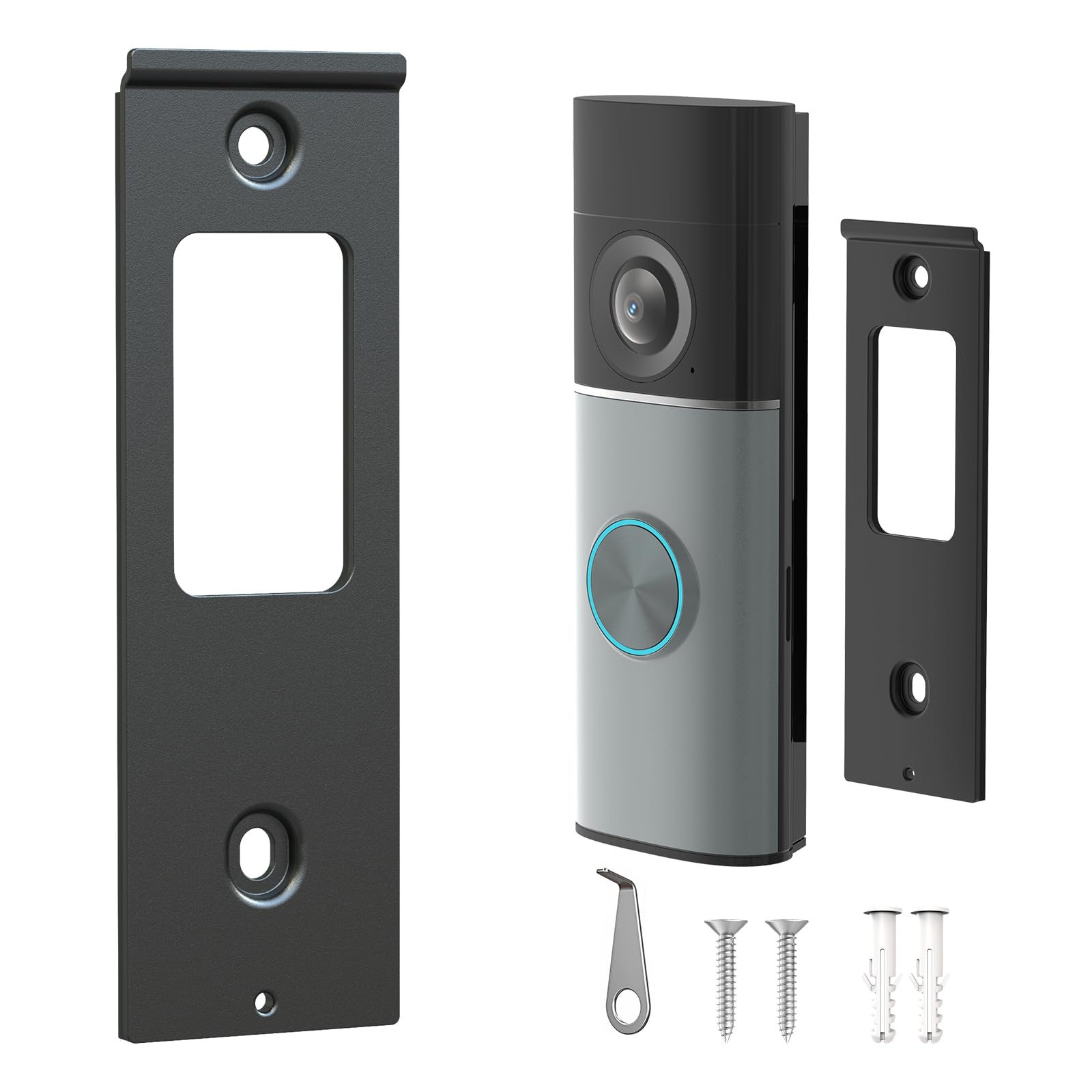 Doorbell Metal Backplate Replacement for Wired Doorbell Plus(2nd Gen) /Pro(3rd Gen), Doorbell Bracket Accessories with Screw Mounting for Houses Apartments Office