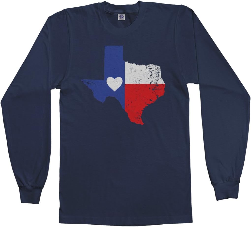 Threadrock Men's Texas State Flag with Heart Long Sleeve T-Shirt