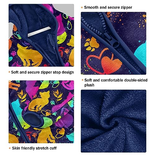 Bright Cute Cats Boys Fleece Hoody Jacket Zip Up Coat Warm Fall Winter Plush Jacket Long Sleeve Outerwear3