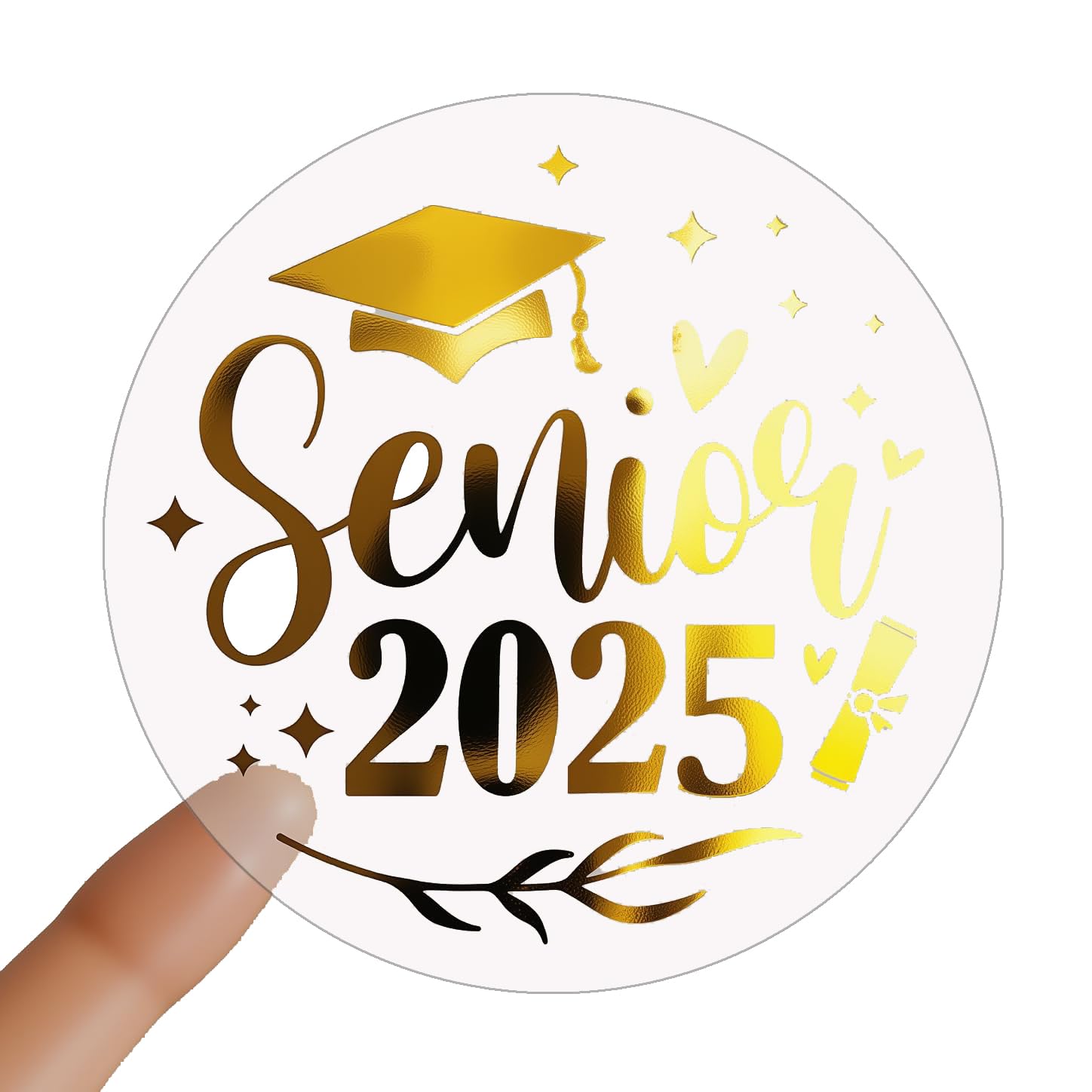 Snapklik.com : 100 X Graduation Stickers Class Of 2025 Transparent Gold ...