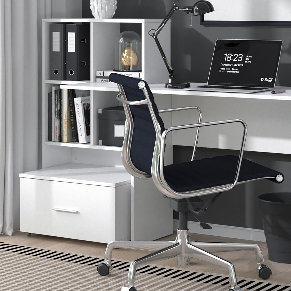 Vicco Scrivania Lorio, Bianco, 149.2 x 49.8 cm | con ripiano aperto e vano estraibile per appoggio