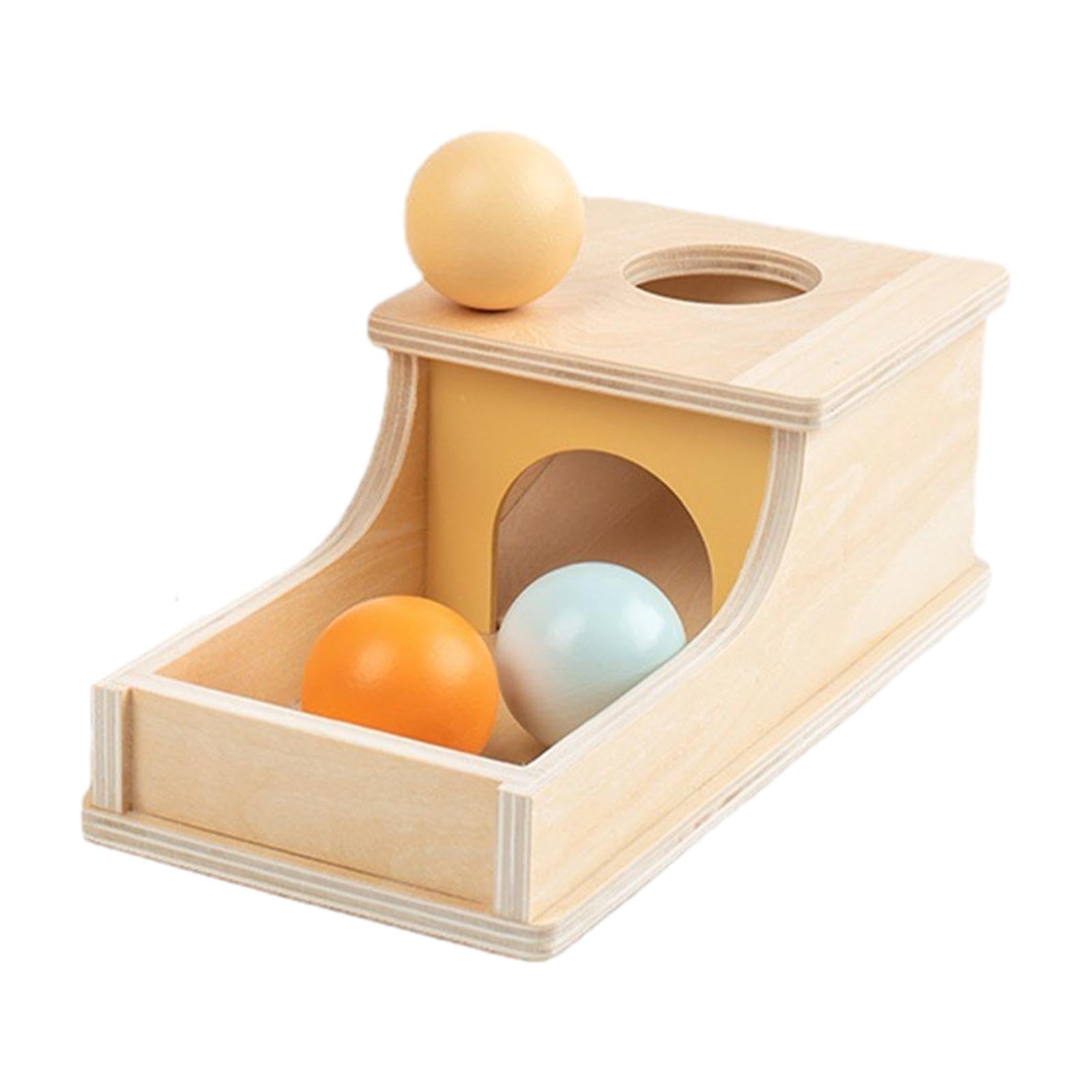 Yunhgft Wooden Object Permanent Box with Tray And 3 Balls, Ball Drop Box, Toy for 1-year-old Children, Toddler Birthday Gifts