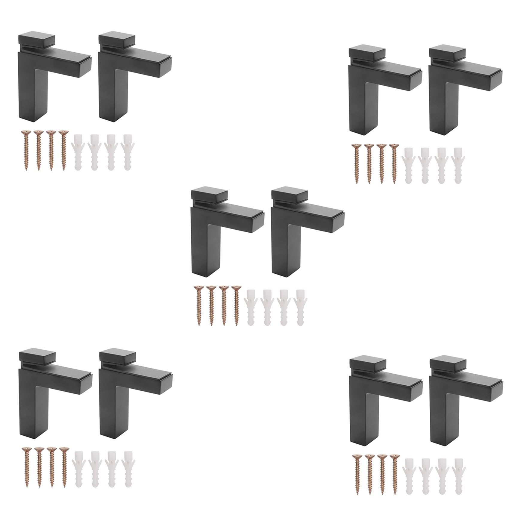 10 Piezas Soporte de Estante de Madera/Vidrio Ajustable Soporte de Pared de Montaje Pesado Soporte Flotante para Estantes Gruesos de 3-28 mm, Negro