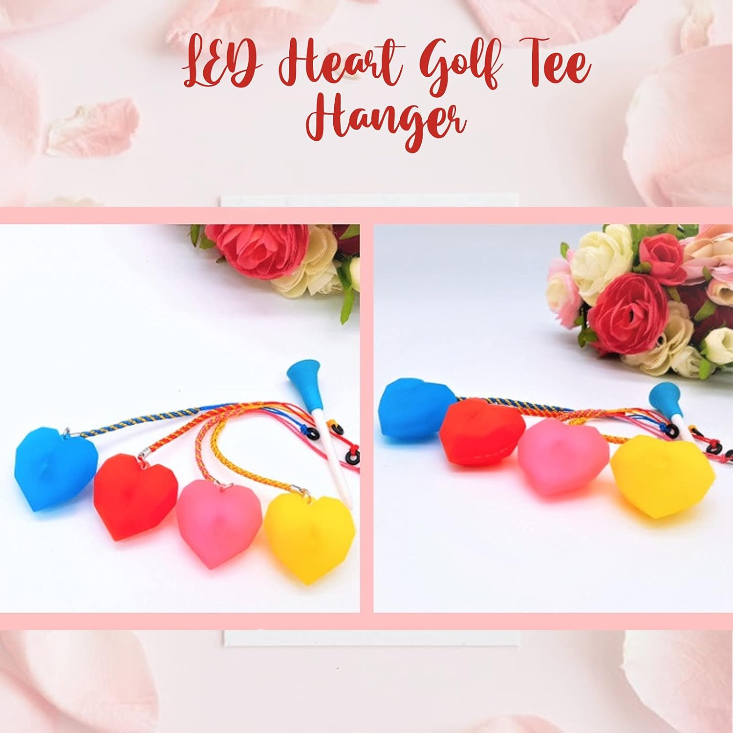 review LED Heart Golf Tee Hanger Golf Tee Putter Keeper 4 Types 1set Caddy Supplies Putter Cover Holder Golf Gift Set