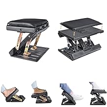 Foot Rest for Under Desk at Work,one 4-Level Height Adjustable and one Height Adjustable Infinite Angle footrest for Office, Gaming,Computer, Removable Pad Desk Foot Stool with Massage Beads,