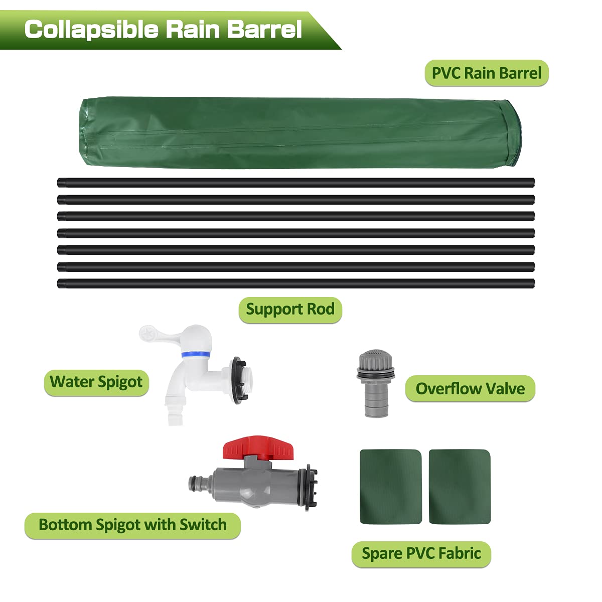 Buy BreeRainz 100 Gallon Collapsible Rain Barrel with Spigots, 100 Gal