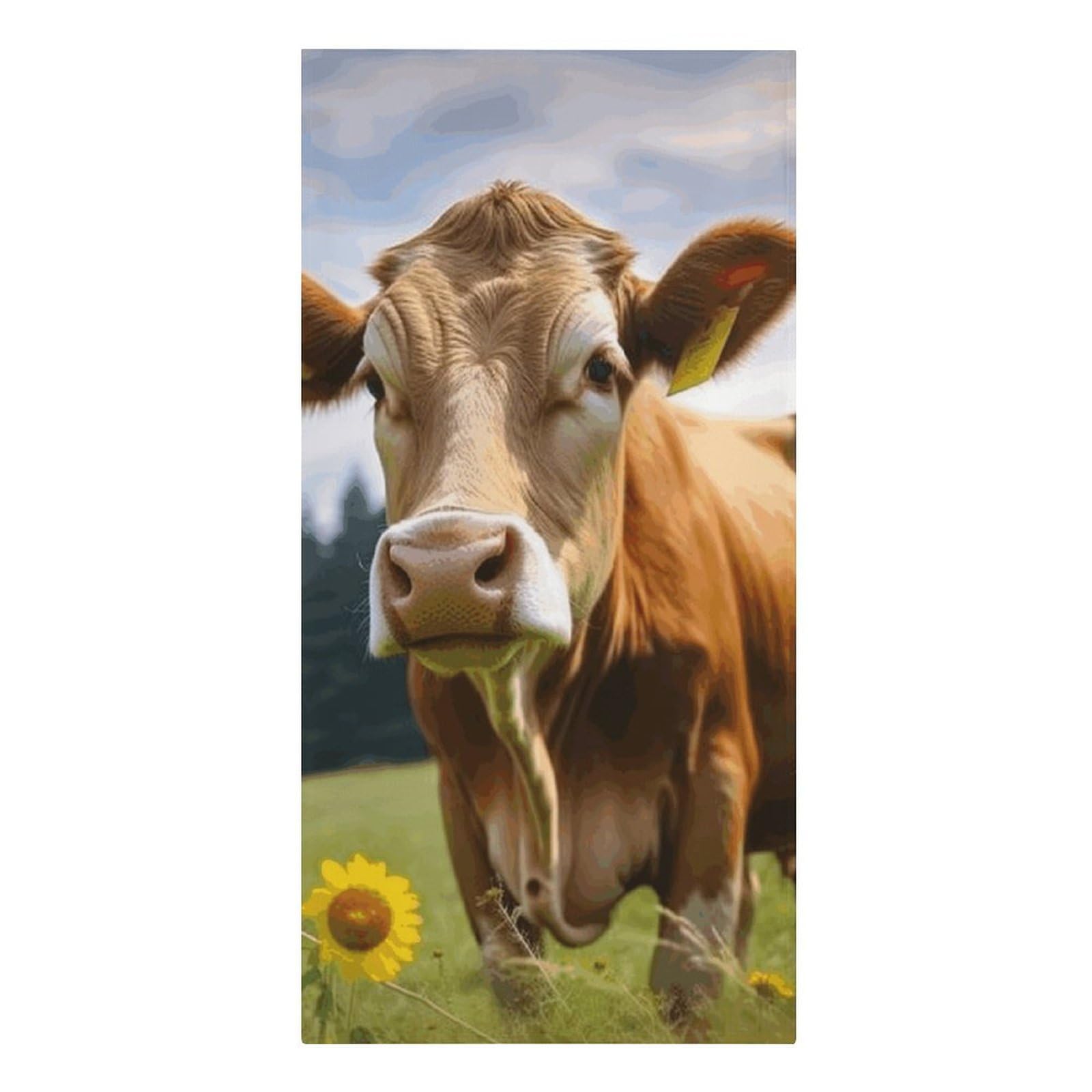 asbwuo Animal Brown Cow Beach Towels Extra Large Quick Dry Absorbent