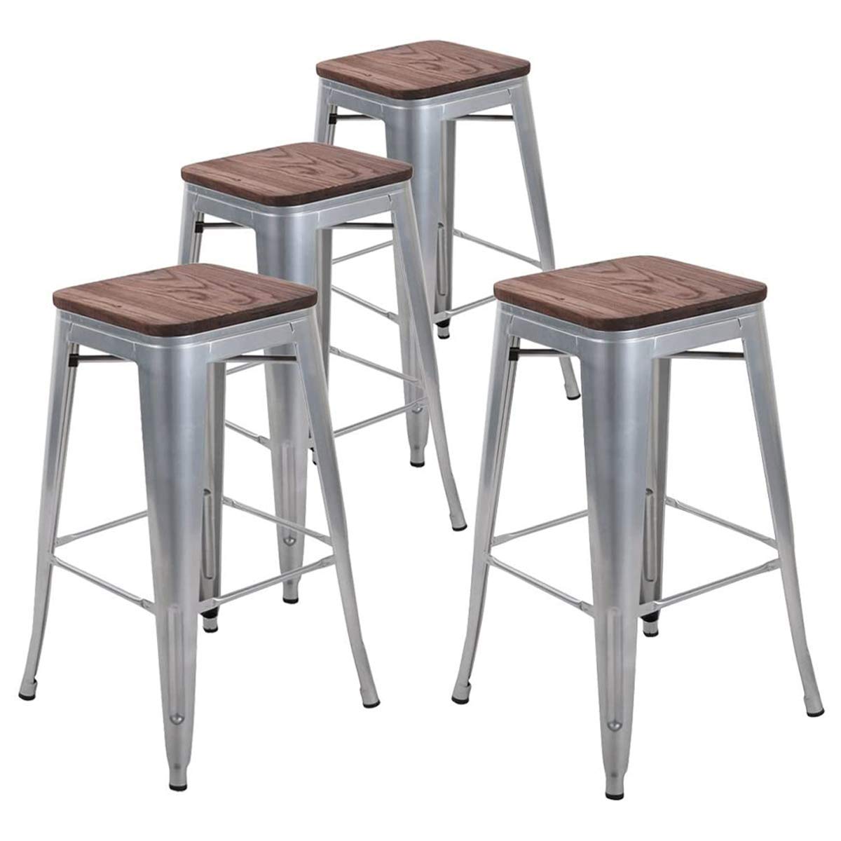 Andeworld Bar Stools Set of 4 Stackable Metal Bar Stools Industrial