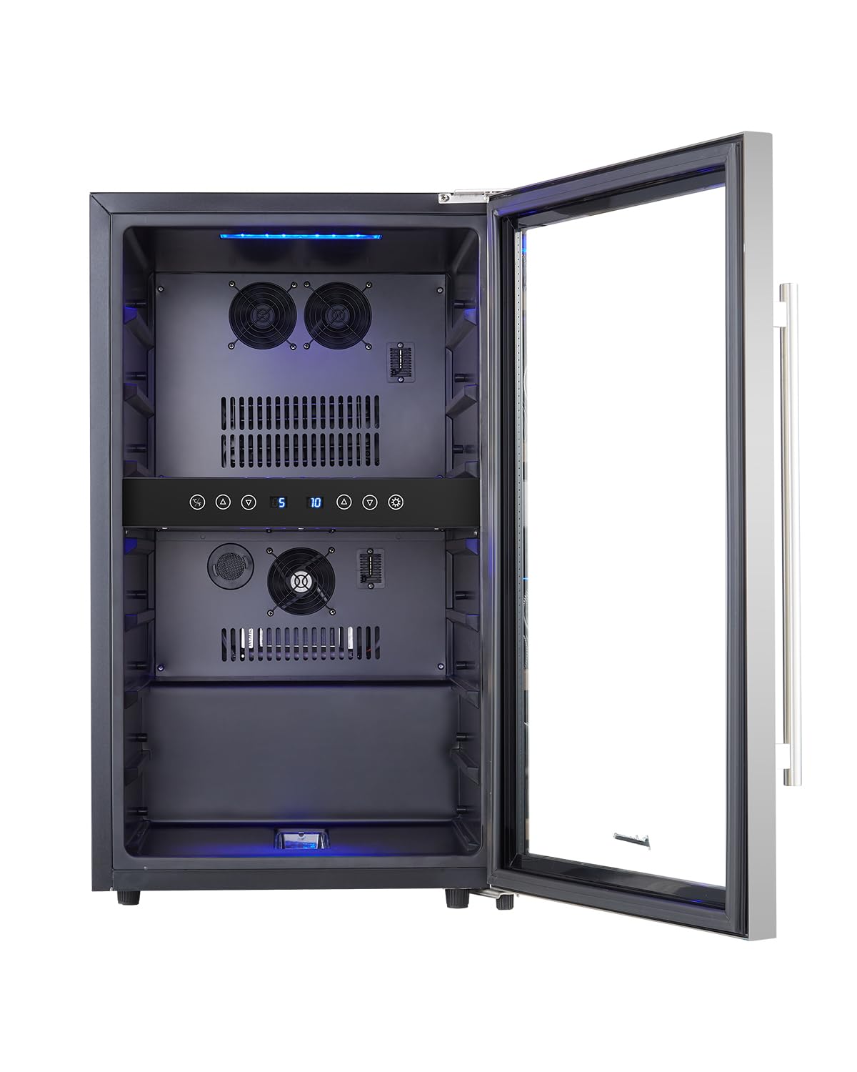 Kalamera KRC-45BSS Vinoteca, dos Zonas Vino temperier Armario, 5 – 10 °C/10 – 18 °C, 45 Botellas,120 L, acero inoxidable Puerta de Cristal, compresor, independiente