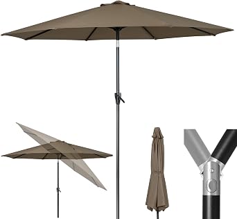 Tempera Heavy Duty High Wind Beach Umbrella with Sand Anchor & Carry Bag | Patio Outdoor Umbrella with Aluminum Frame and Push Button Tilt, Ideal for Garden Lawn, UPF 60+