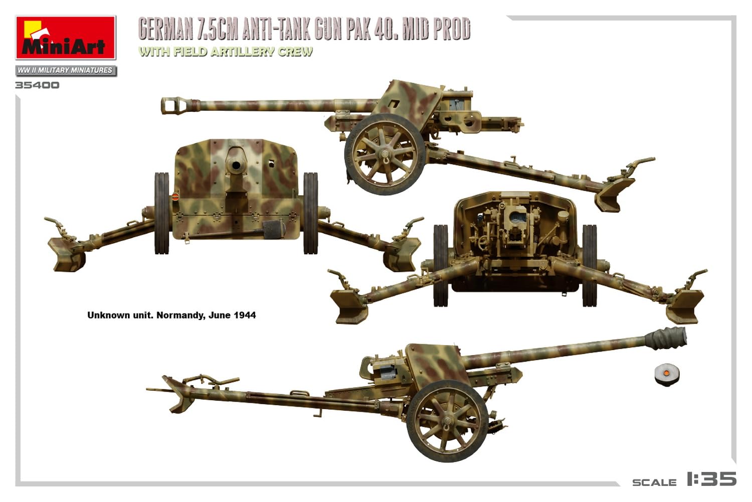 Miniart - cannone anticarro tedesco pak 40-1/35 - miniart 35400