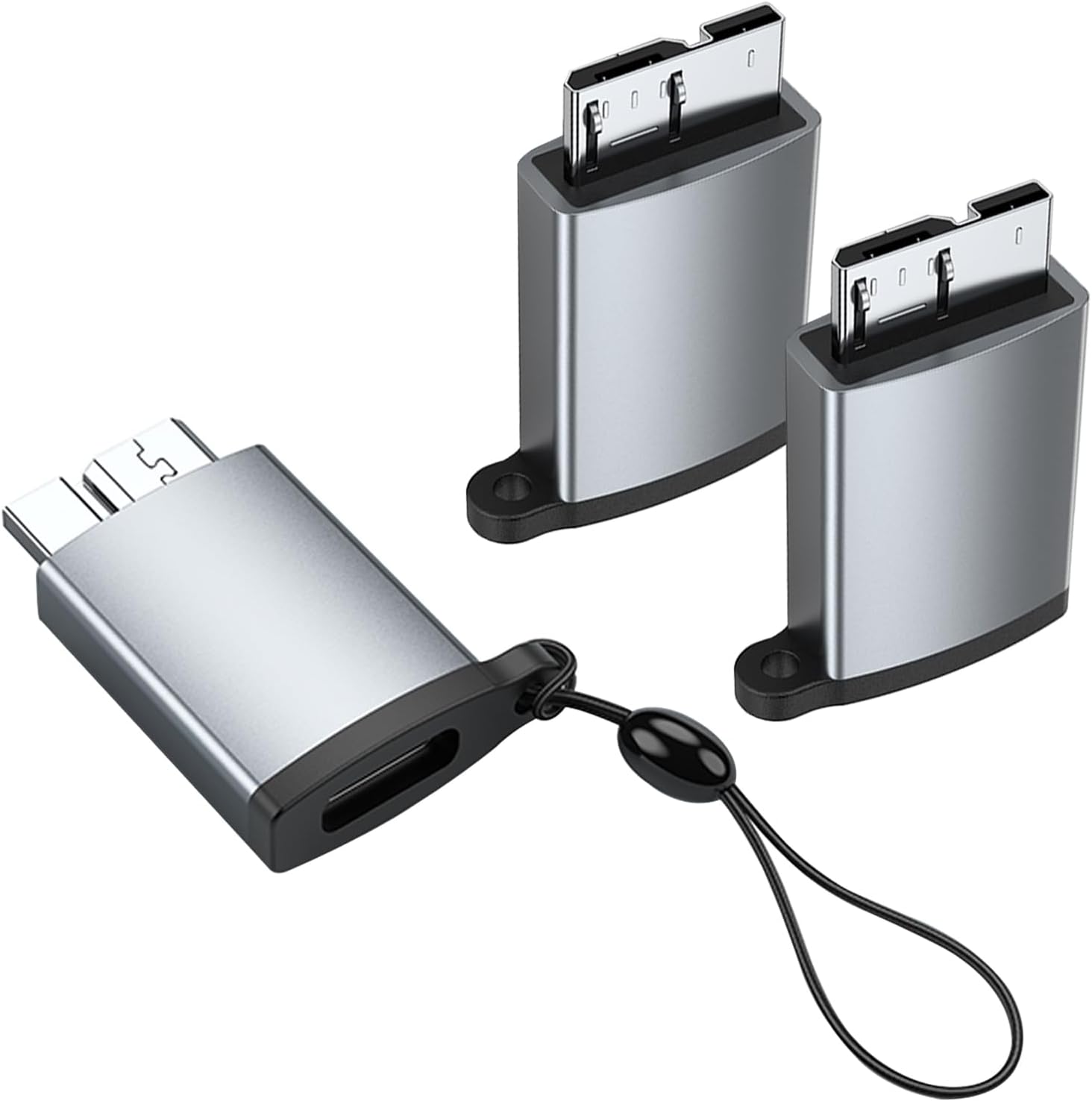 AreMe 10Gbps USB C to Micro B Hard Drive Adapter 3 Pack | Micro B Male to USB C Female Converter for Type C Cable, External Hard Drive, Phone, Tablet, Laptop