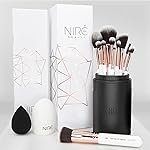 Nir Beauty White 15piece Award Winning Professional Makeup Brush Set: Vegan Makeup Brushes with Case, Makeup Sponge, Cleaner, Guide, Gift Box