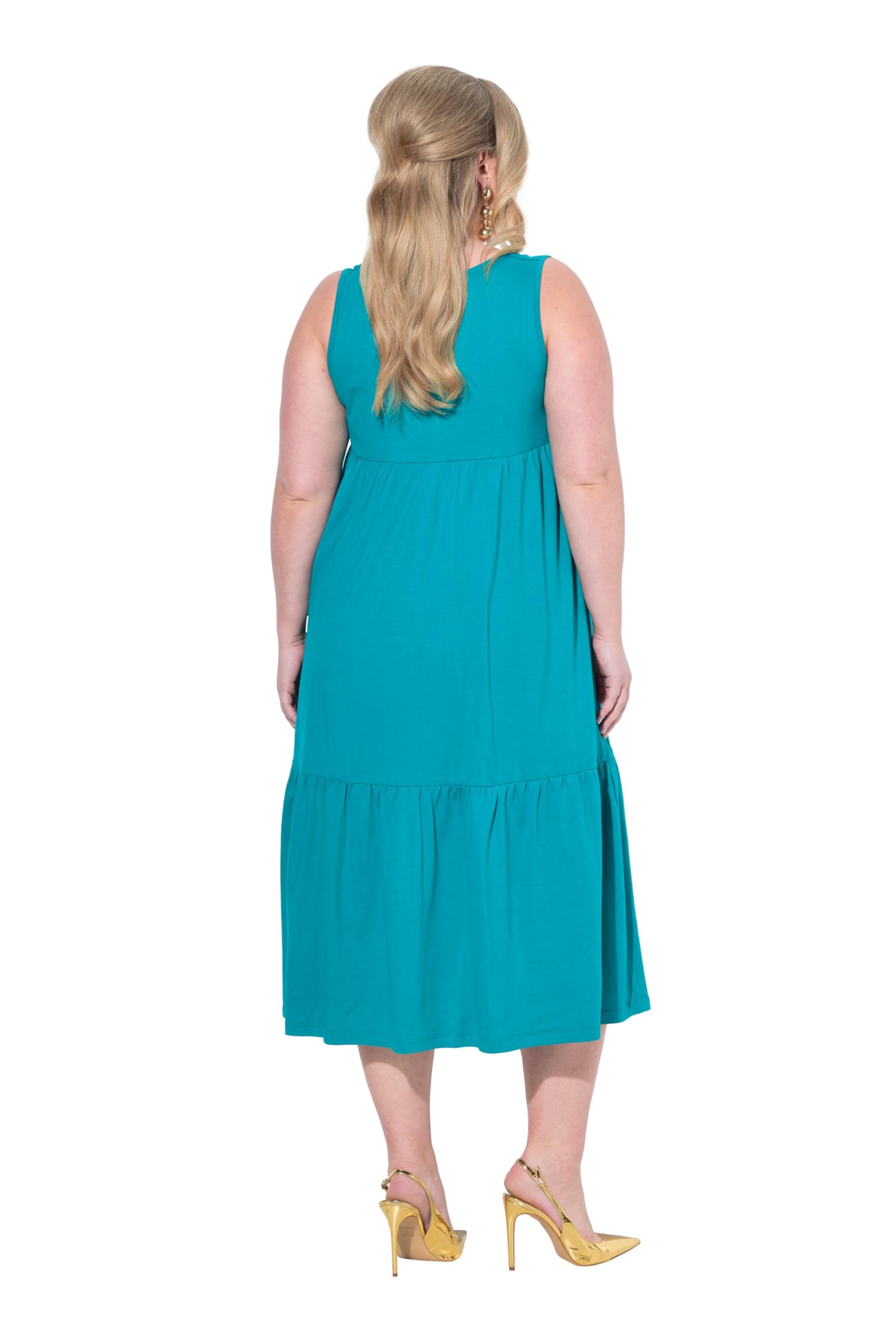MIAMODA Damen große Größen Übergrößen Plus Size Midikleid, A-Linie, Cupromix-Jersey, Saumvolant 841755