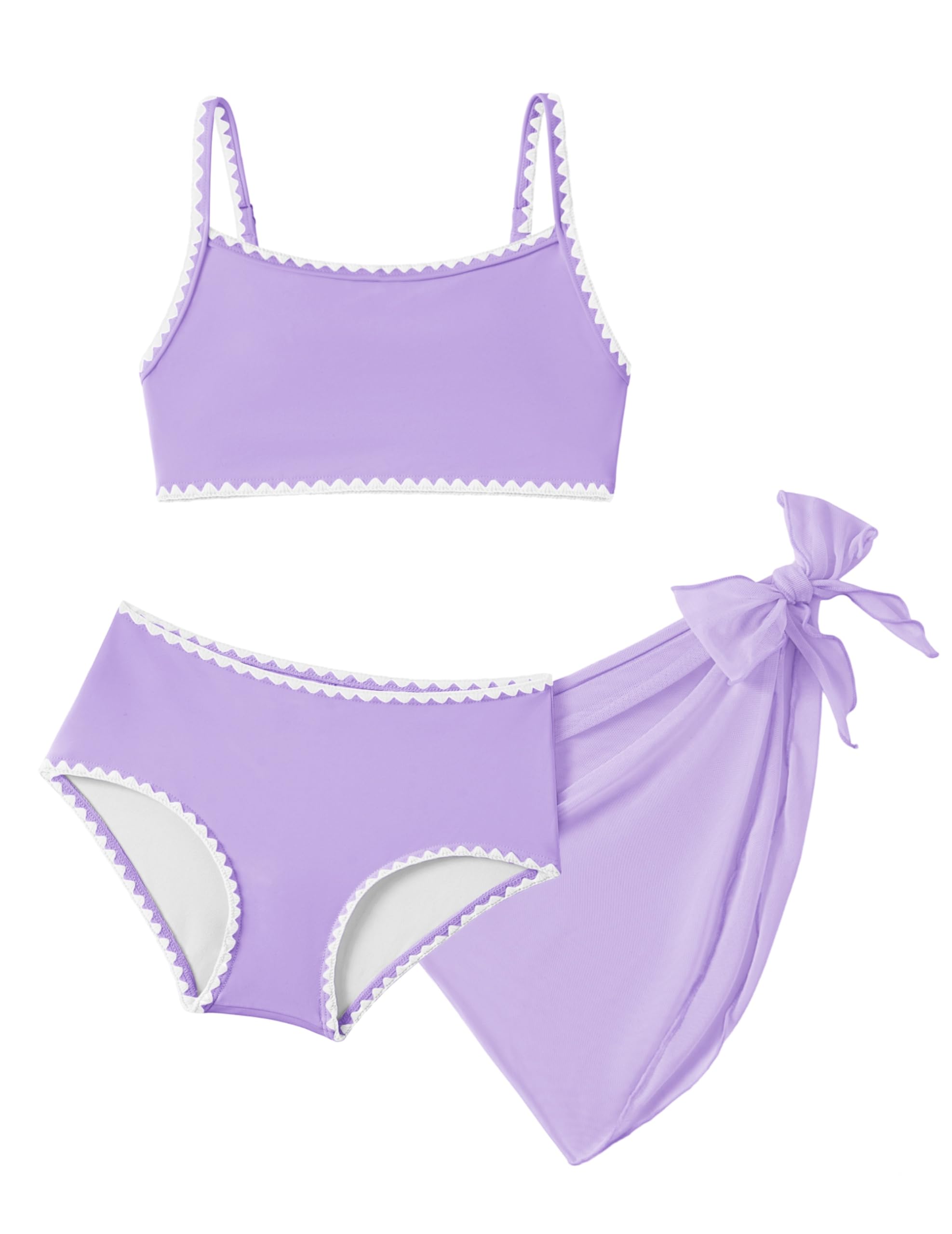 Arshiner Ninas Conjunto Bikini Tres Piezas Top Deportivo Cintura Alta Braga Falda Playa Piscina Secado Rapido Elastico Infantil 6 13 Anos
