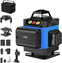 FINYQBET Nível Laser Verde 4D - Nível a Laser de Feixe Verde 4x360 Graus, 16 Linhas, 2 Baterias Recarregáveis, Autonivelante, Controle Remoto - Ideal para Decoração, Construção e DIY(100-240V)