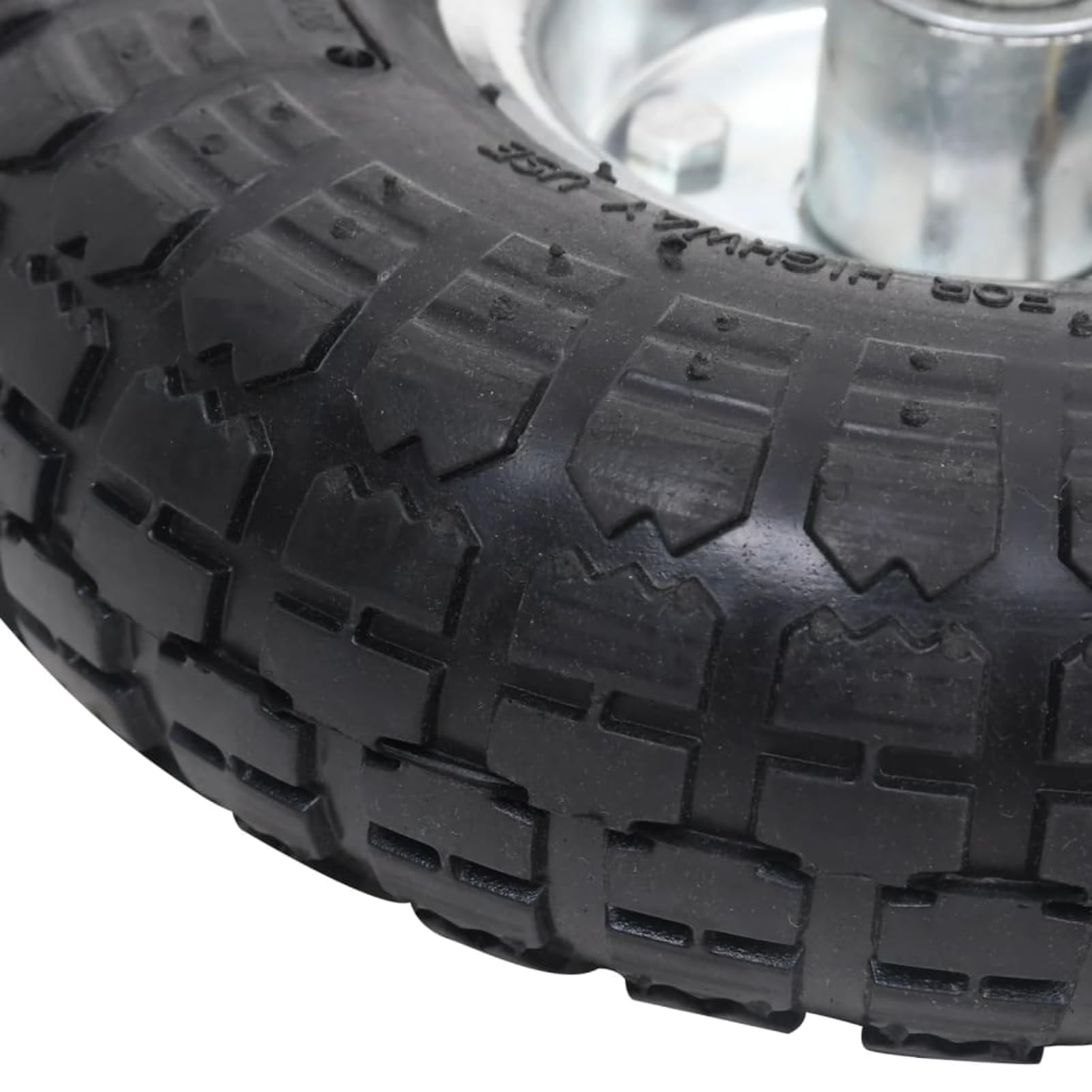 Pannensichere Karren-Ersatzräder, Luftreifen aus Gummi mit Metallfelgen, 260 x 83 mm, schwarz und silbern, für Sackkarren und Transportwagen auf unebenen Böden 142976