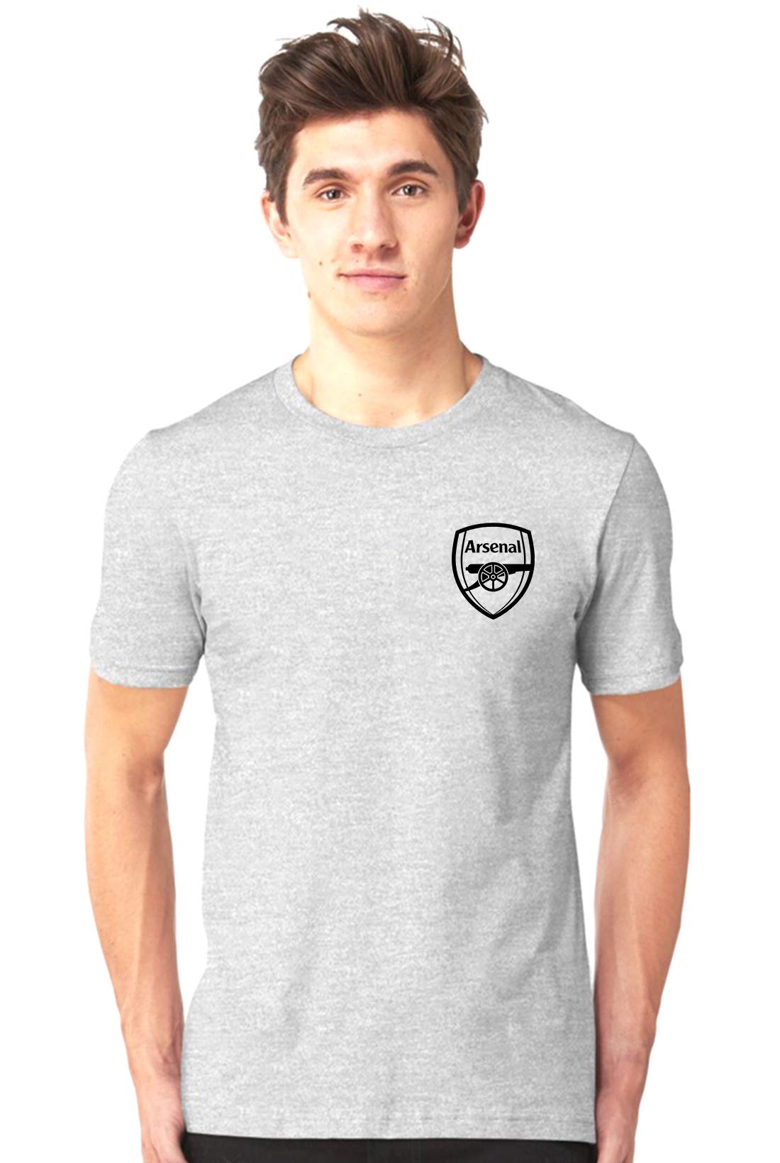Men's Arsenal f.c. Half Sleeve T-Shirt Grey Football FCB Manchester United Tshirts