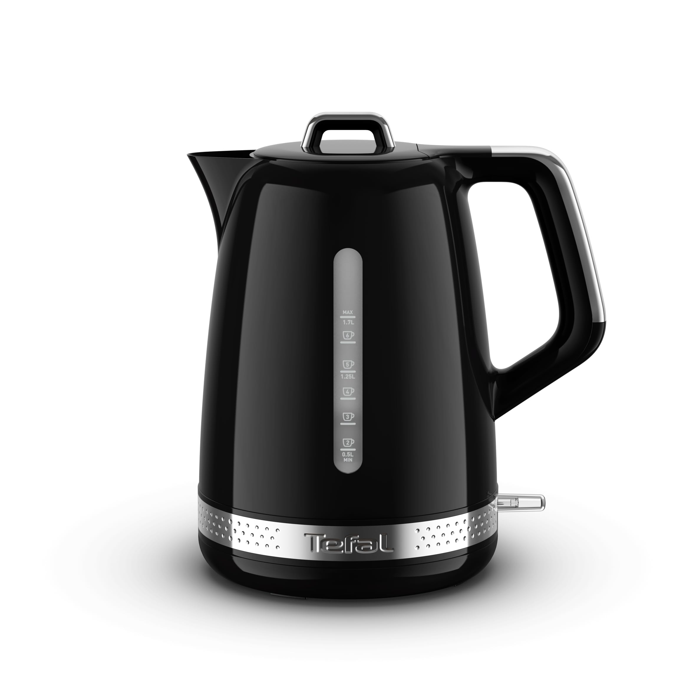 Tefal Black Collection Electric Kettle, 1.7L, Fast Boil, Cordless Kettle with Dual Water Level Windows, 3000W, Removable Anti-Scale Filter, Precise Pouring Spout, KO3258G0, Premium Glossy Black