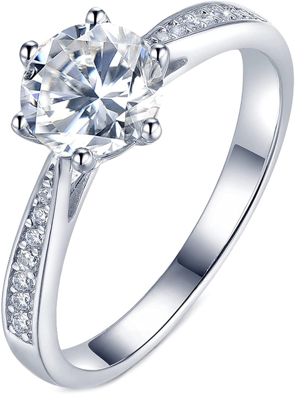 PAAVAN DIAMOND & JEWELLERY925 Sterling Silver Round Cut White 1.5/CT Diamond Halo Wedding Engagement Ring for Women (9)