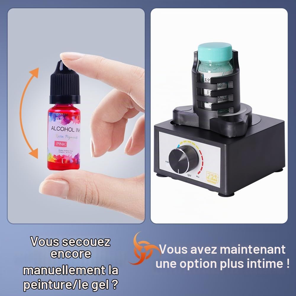 Mini Vortex Mixer, DIY/Gundam Model Paint Shaker, Hands-Free, 300~2400rpm, Three-Stage Speed Mix, Suitable 10-100ml Shaker, for Paint, Nail Polish, Lab, Paints Acrylic, Eyelash Adhesives