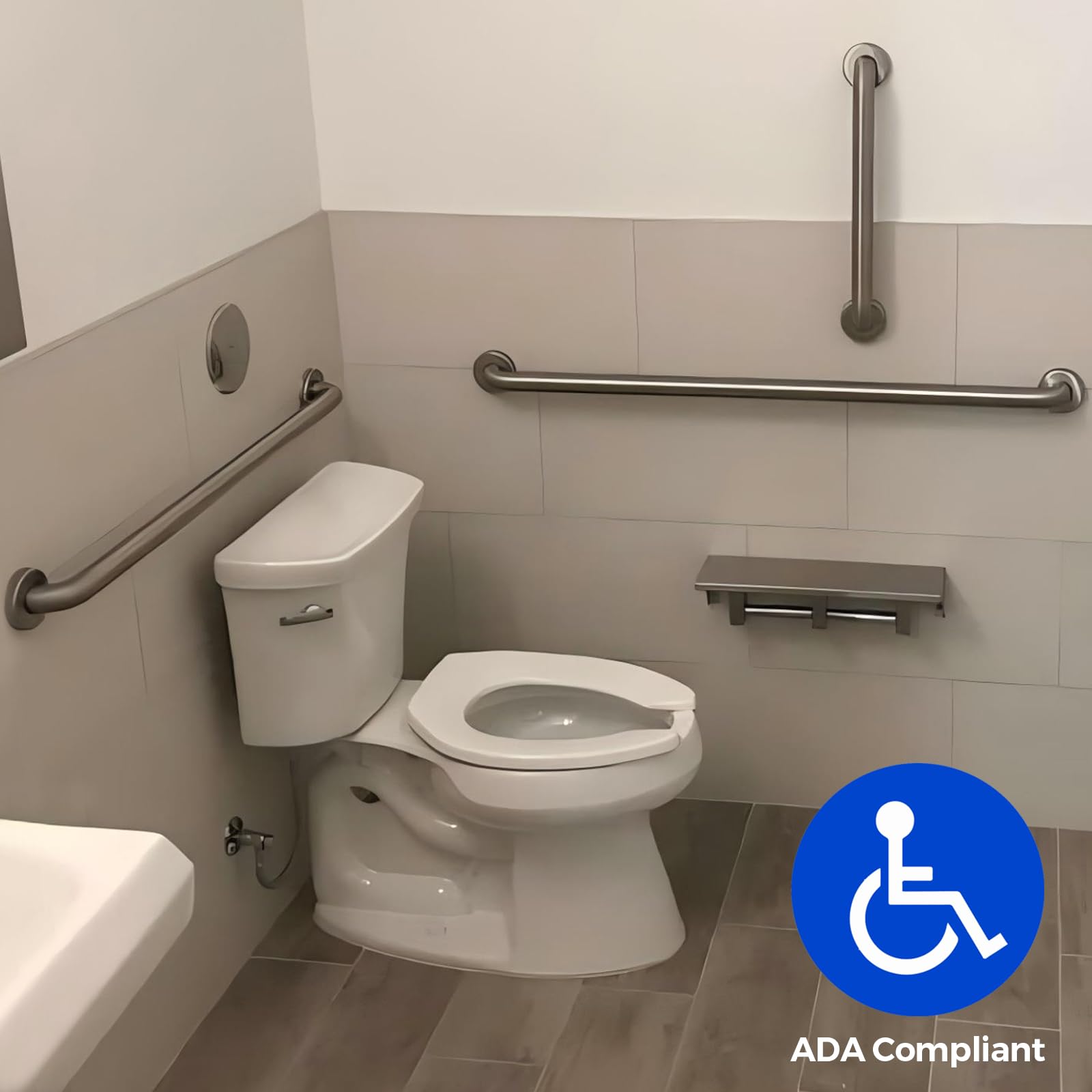 Stardrix Barra de agarre de 24 pulgadas compatible con ADA, 1.5 pulgadas de diámetro, bridas de montaje ocultas, apta para discapacitados, baños comerciales y residenciales, acero inoxidable cepillado