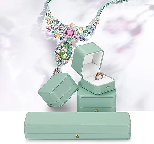 Miniatura 5 de Oirlv Magnífico collar verde menta caja de regalo de cuero collar cajas para joyería regalo terciopelo interior colgante caja