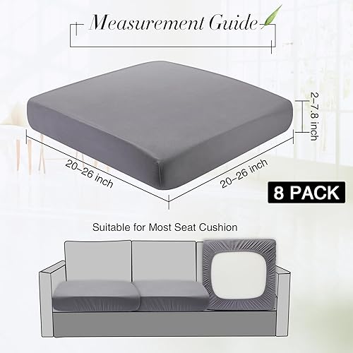Miniatura 2 de Newwiee Funda de cojín, para cojín de asiento de sofá o sillón, 8 unidades, elástica, para sofá, muebles de patio y exteriores, de repuesto, suave,