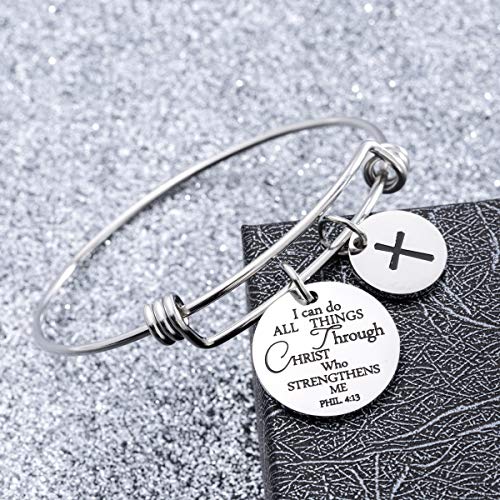 Bible Verse Bangle Bracelet Cross Charm Confirmation Bracelet Scripture Jewelry2