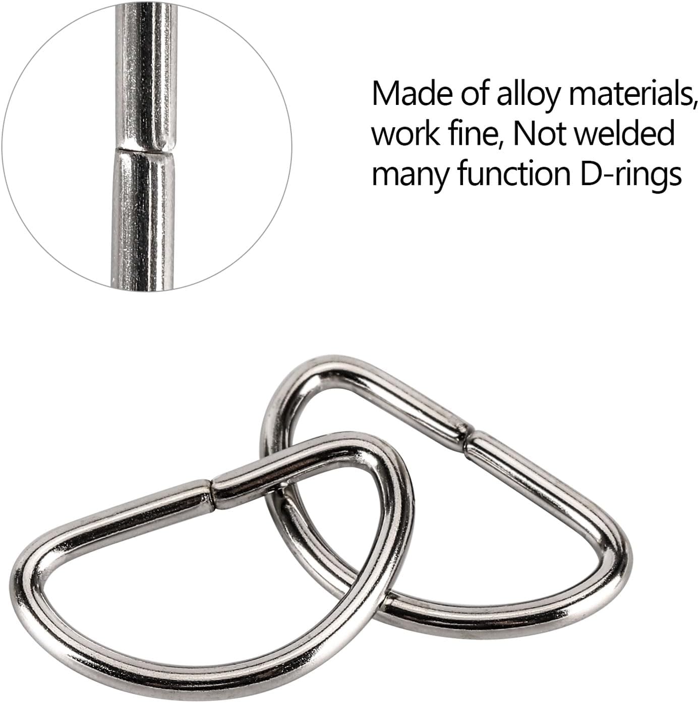 BTYMS 150 Pieces Metal D Rings 3/4 Inch(20mm), Multi-Purpose Non Welded D Ring for Purse, Keychains Belts, Dog Collar, Buckle Strap Sewing Accessories - Image 4