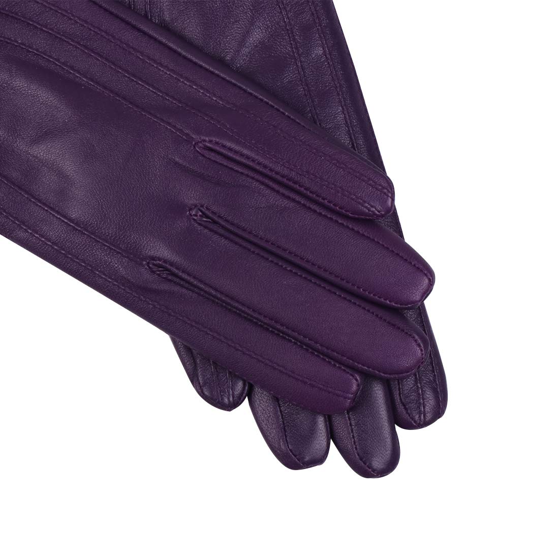 Guantes de cuero para mujer, piel de cordero italiana, guantes de cachemira cálidos para invierno