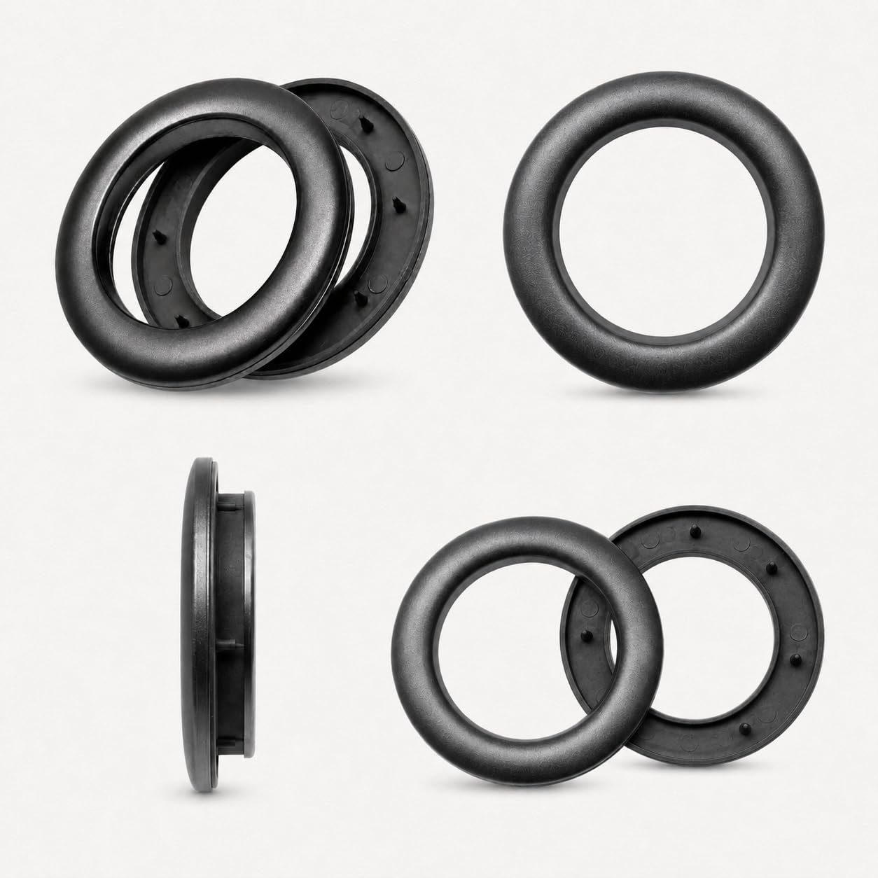 CRAFTMEMORE Vorhangösen, 40 mm Innendurchmesser, Kunststoff-Vorhangringe, zum Anklipsen, für Zuhause, Vorhänge, 8 Stück, Schwarz