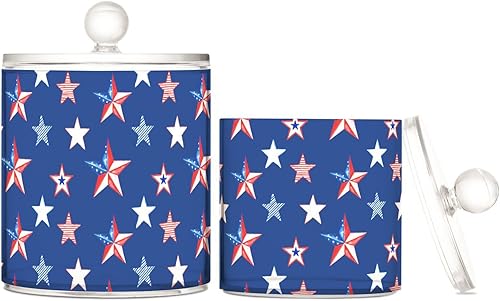 Miniatura 1 de Tarros de Día de los Caídos con tapas, tarros decorativos para lavandería, dispensador de hisopos de algodón para dormitorio, artículos esenciales