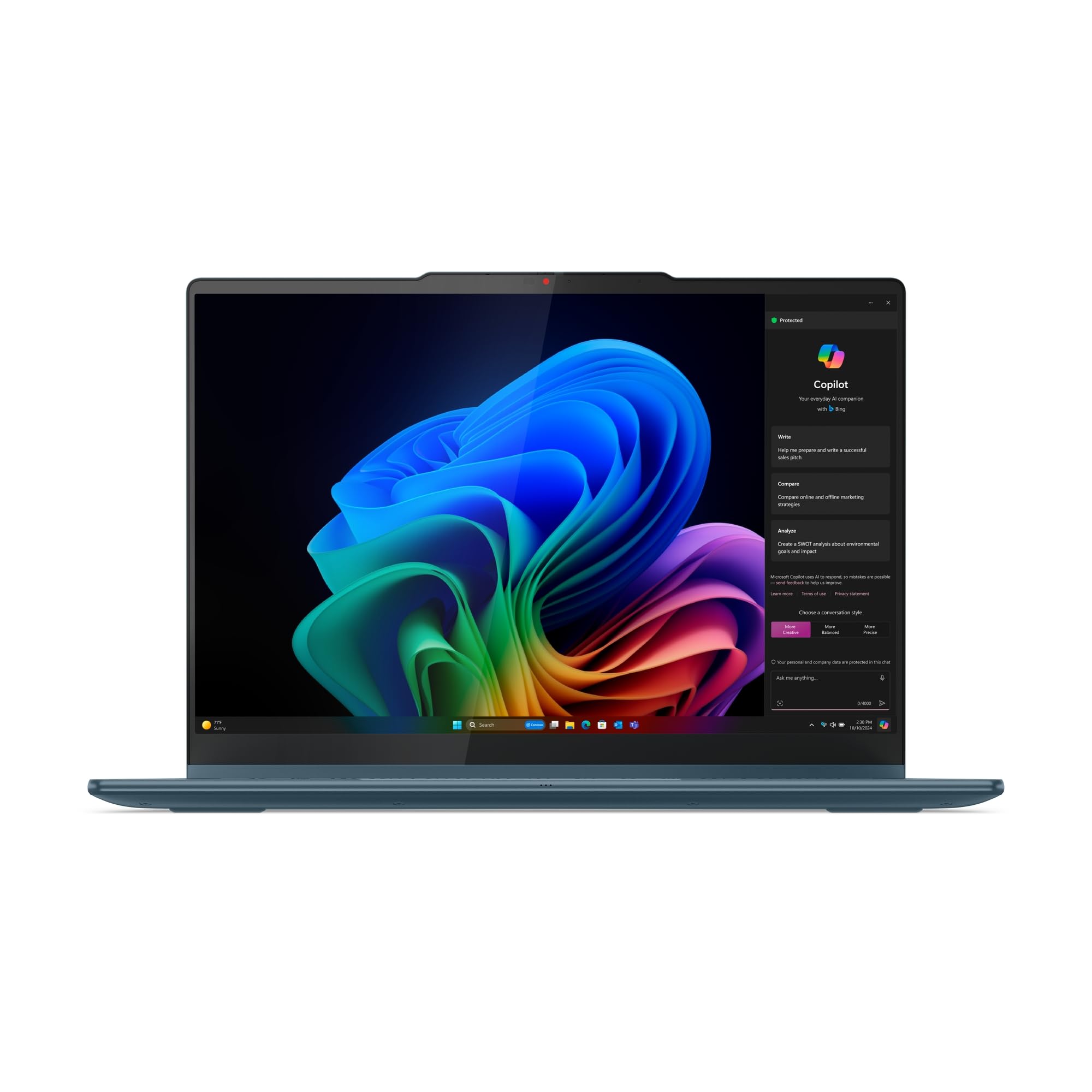 Lenovo Laptop Yoga 7 2 in 1 | Copilot+ PC | Display OLED WUXGA da 14" | AMD Ryzen AI 5 | grafica AMD Radeon | RAM da 16 GB | SSD da 512 GB | Win11 | QWERTZ | Tidal Teal | incl. penna | 3 mesi Premium