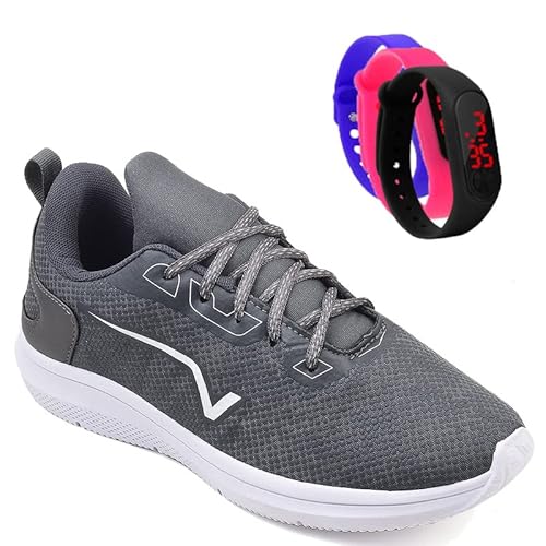 Tenis Feminino Casual Academia Caminhada Corrida + Relogio Cor:Cinza;Tamanho:35