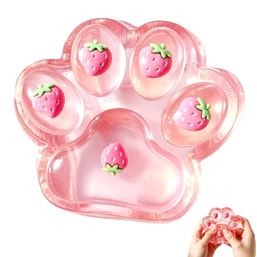 Squishy Paw Toys, Cute Cat Paw Squishy, Soft Fidget Toys Adorable for Kids & Adults Party Gifts, Super sized strawberry cat claw toy helps relieve stress - pink — image 1