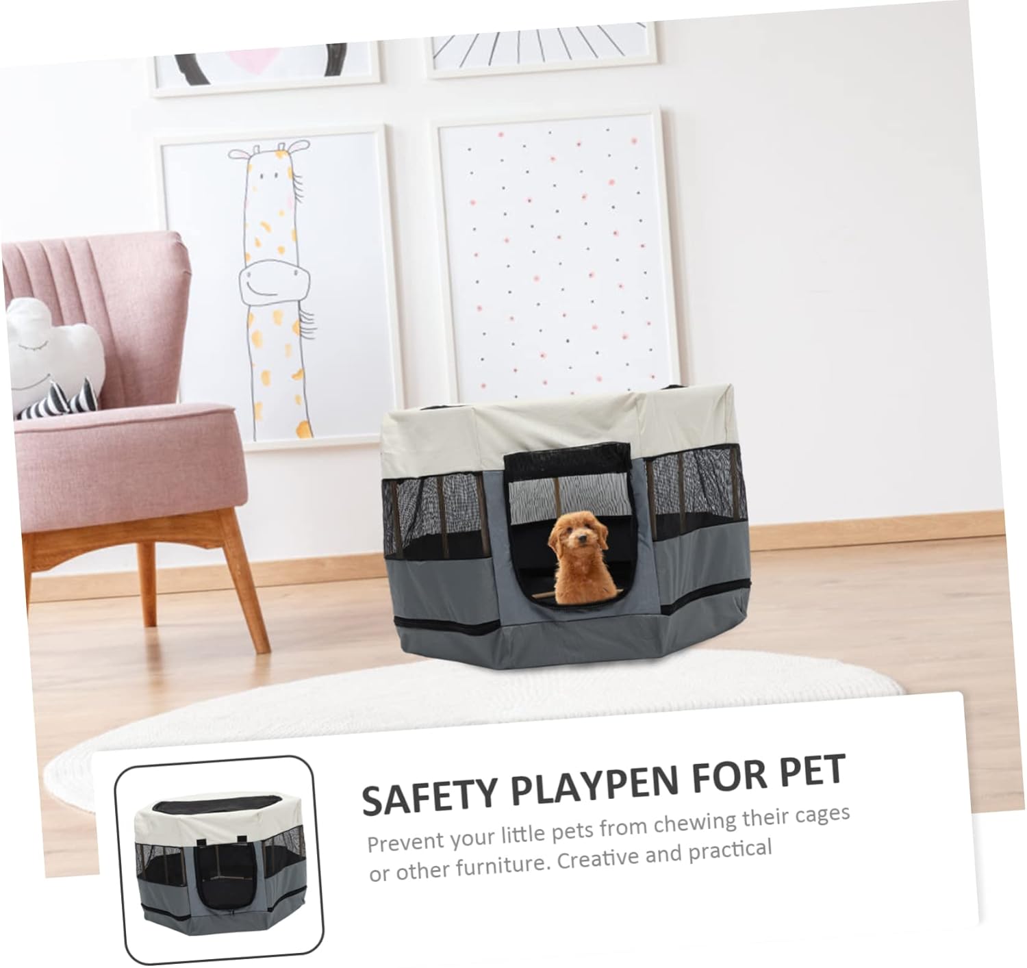 Pet Playpen Dog House Octagonal Cat Enclosures Indoor Outdoor Kitten Playpen Portable Pet Fence for Home