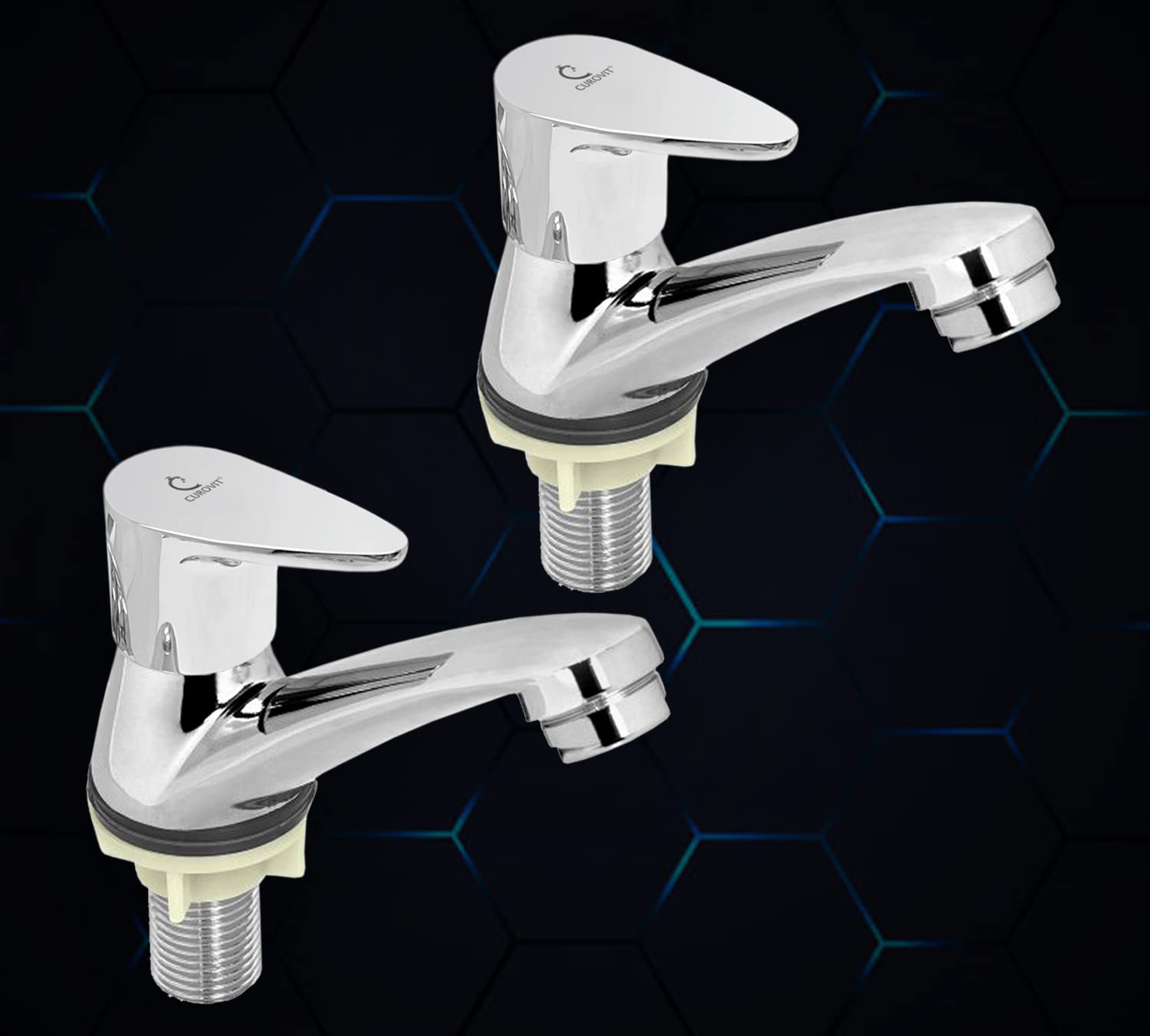 CUROVIT Torrent ZINC Alloy Table Mounted Pillar Cock Tap Pack of 2 Silver in Color Chrome Finish Quarter Turn for Wash Basin Bathroom & Kitchen Area (B0B1MR3TQV) Amazon Price History, Amazon Price Tracker